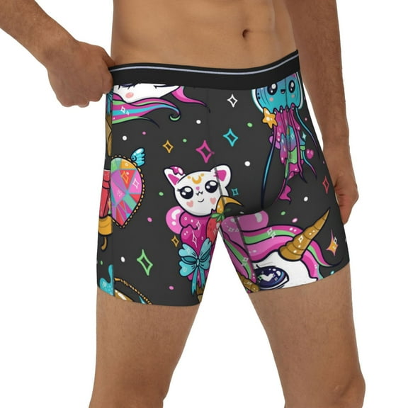 Rocae Cat Icecream for Stretch Moisture-Wicking Underwear,Men's Underwear Boxer Briefs Medium