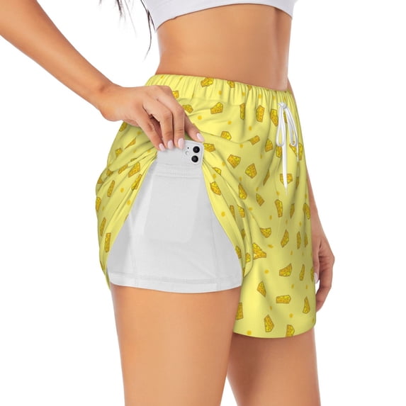 Rocae Cheese 1 for Women's Athletic Shorts Workout Hiking Shorts Athletic Shorts for Running, Yoga, Gym, Sports-Medium