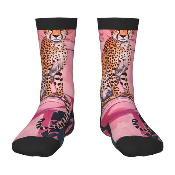 Rocae Cheetah On Toilet Humor Art for Girls Boys Crew Socks,Children's Socks, Kids Socks, Toddler Socks: Daily Wear with Kids School Uniform