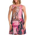 thumbnail image 1 of Rocae Cheetah On Toilet Humor Art for Sleeveless Dresses Summer Casual Ruffle Sleeveless Cute Crew Neck Flowy Dress with Pockets, 1 of 7