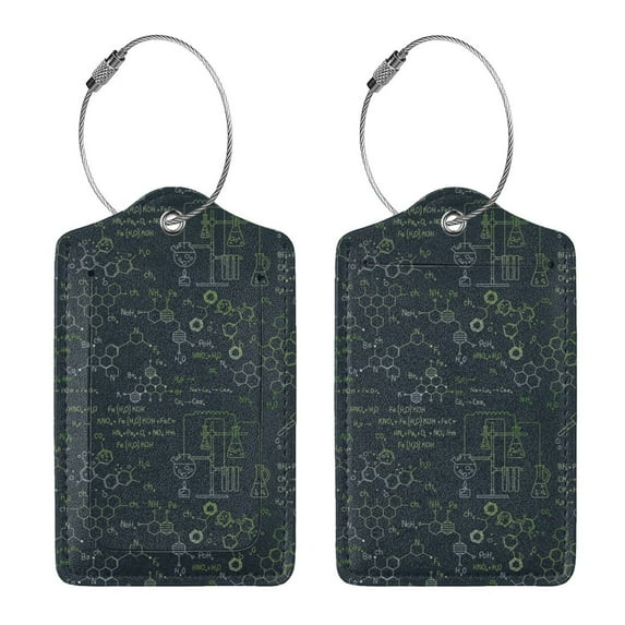 Rocae Chemistry Formulas 2 for Leather Luggage Baggage Tags ID Label Privacy Cover ID Label with Stainless Steel Loop and Address Card