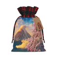 thumbnail image 1 of Rocae Cherry Blossoms Print Christmas Drawstring Linen Gift Bag with Drawstrings Treat Bag Goody Present Bags for Christmas Party Favor, 1 of 8