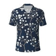 thumbnail image 1 of Rocae Cherry Blossoms on Navy Background for Men's Short Sleeve Polo Shirt, Quick Drying Performance Moisture Wicking Sports Men's Golf Shirt Small, 1 of 9