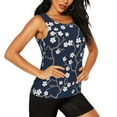 thumbnail image 1 of Rocae Cherry Blossoms on Navy Background for Women's Workout Tank Top Lightweight Sleeveless Fit Tops- Moisture-Wicking, BreathableSmall, 1 of 9