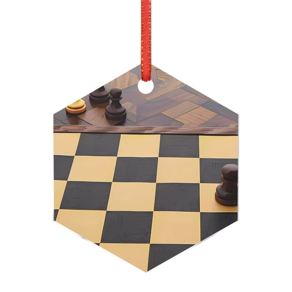 Rocae Chess Board With Pawns for Acrylic Christmas Pendant Ornament for Festive Decor Hanging Pendant,Perfect for Home and Office-Hexagon