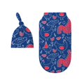 Rocae Chicken and Rooster for Baby Swaddle Blanket with Hats Set for