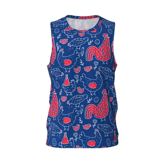 Rocae Chicken and Rooster for Men's Basketball Jersey Lightweight and Breathable Athletic Tank Top,Quick-Drying Sports Jersey X-Large