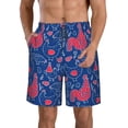 thumbnail image 1 of Rocae Chicken and Rooster for Men's Beach Shorts Casual Elastic Waist Drawstring Summer Beach Shorts,S-3XL-Large, 1 of 6