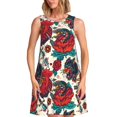 thumbnail image 1 of Rocae Chicken for Sleeveless Dresses Summer Casual Ruffle Sleeveless Cute Crew Neck Flowy Dress with Pockets, 1 of 7