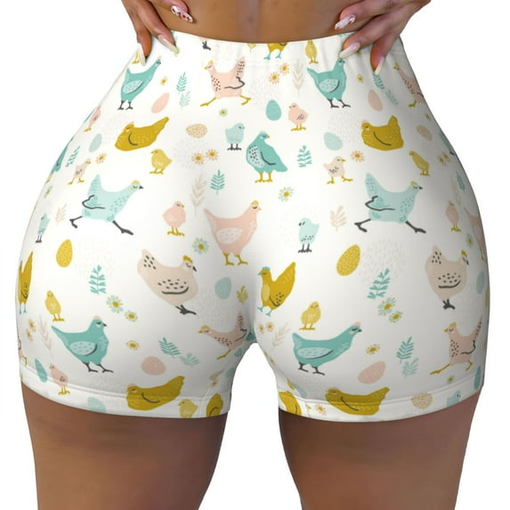 Rocae Chicken for Women's Quick-Dry Running Shorts,Ladies Active Athletic Apparel Yoga Workout Gym Running Volleyball Spandex Shorts XX-Large
