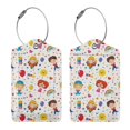 thumbnail image 1 of Rocae Childrens Party for Leather Luggage Baggage Tags ID Label Privacy Cover ID Label with Stainless Steel Loop and Address Card, 1 of 5