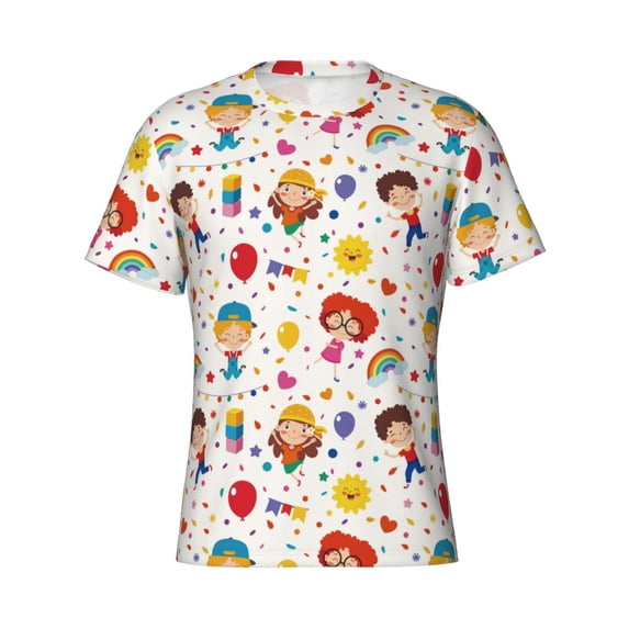 Rocae Childrens Party for Men's Moisture-Wicking Crew Tee - T-Shirt for Sports, Outdoor Activities, and Casual WearSmall
