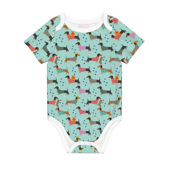 Rocae Christmas Dachshund for Baby Climbing Clothes Soft Baby Romper for Active Infants Comfortable and Breathable Crawling Jumpsuit Unisex Baby Outfit 2 Years