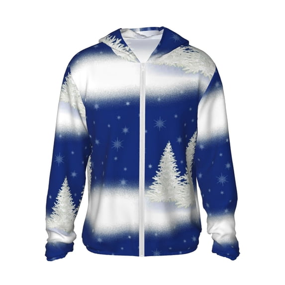 Rocae Christmas Fir Tree Print Breathable Sun Protection Hoodie Quick-Dry Lightweight Long Sleeve Hoodie Unisex Running Sports Shirt Medium