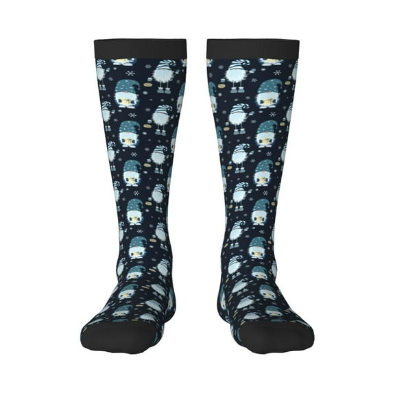 Rocae Christmas Gnome blue for Novelty Casual compression Socks For Women Men Contrast Color Stockings