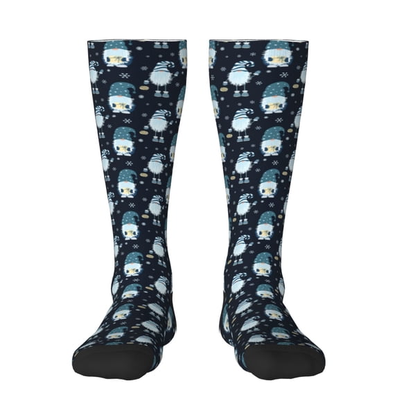 Rocae Christmas Gnome blue for Novelty Casual compression Socks For Women Men Contrast Color Stockings
