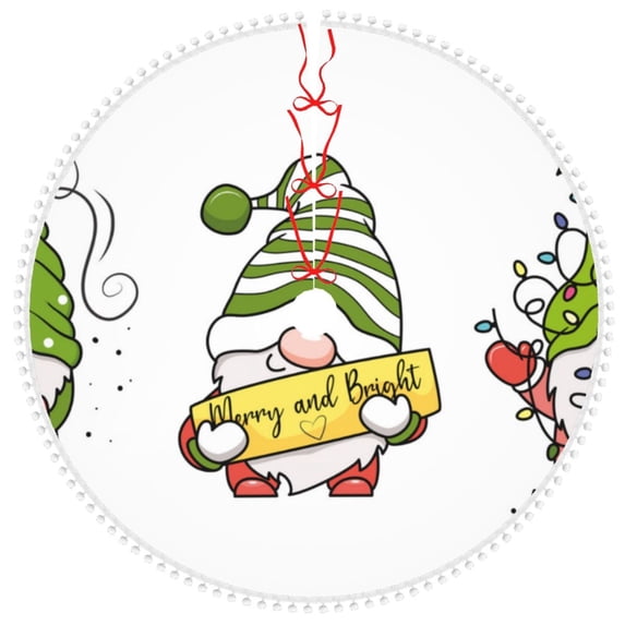 Rocae Christmas Gnomes for Christmas Tree Skirt with Pom Pom Trim for Holiday Party for Holiday Home Decor Indoor Outdoor-36"
