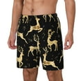 thumbnail image 1 of Rocae Christmas Gold Deers for Men's Swim Trunks Quick Dry With Two Side Pockets and One Lined Patch PocketSmall, 1 of 9