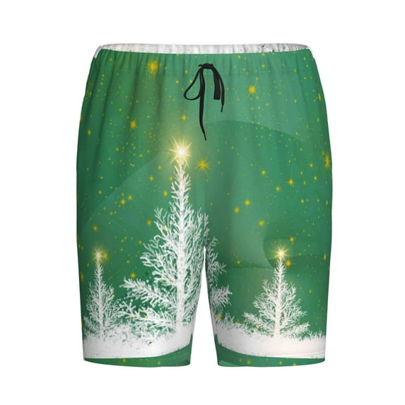 Rocae Christmas Green for Men's Soft Sleep Pajama Shorts, Waistband and Pockets