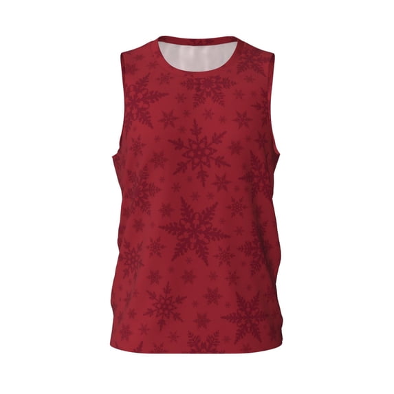 Rocae Christmas Red Snowflakes for Men's Basketball Jersey Lightweight and Breathable Athletic Tank Top,Quick-Drying Sports Jersey Small