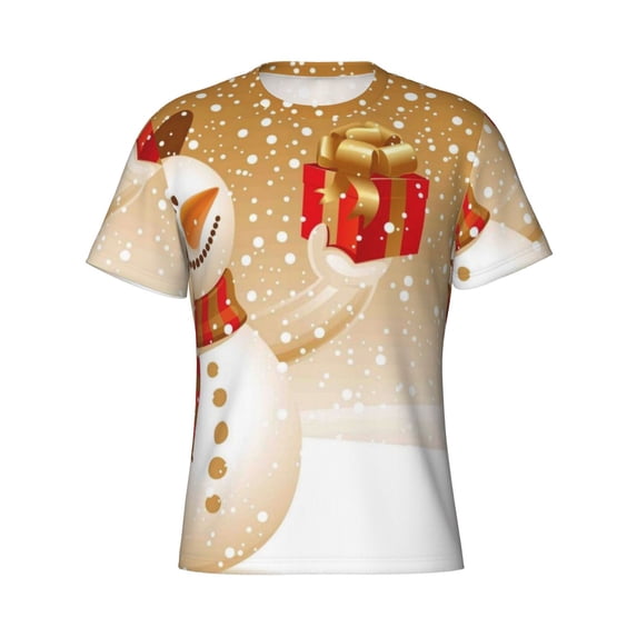 Rocae Christmas Snowman Gift for Men's Moisture-Wicking Crew Tee - T-Shirt for Sports, Outdoor Activities, and Casual Wear3X-Large