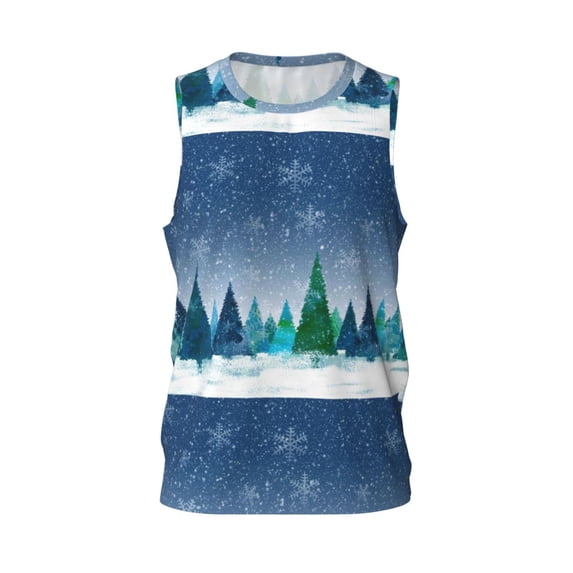 Rocae Christmas Trees for Men's Basketball Jersey Lightweight and Breathable Athletic Tank Top,Quick-Drying Sports Jersey