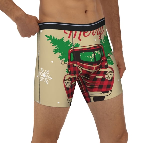 Rocae Christmas Vintage Red Truck for Stretch Moisture-Wicking Underwear,Men's Underwear Boxer Briefs X-Large