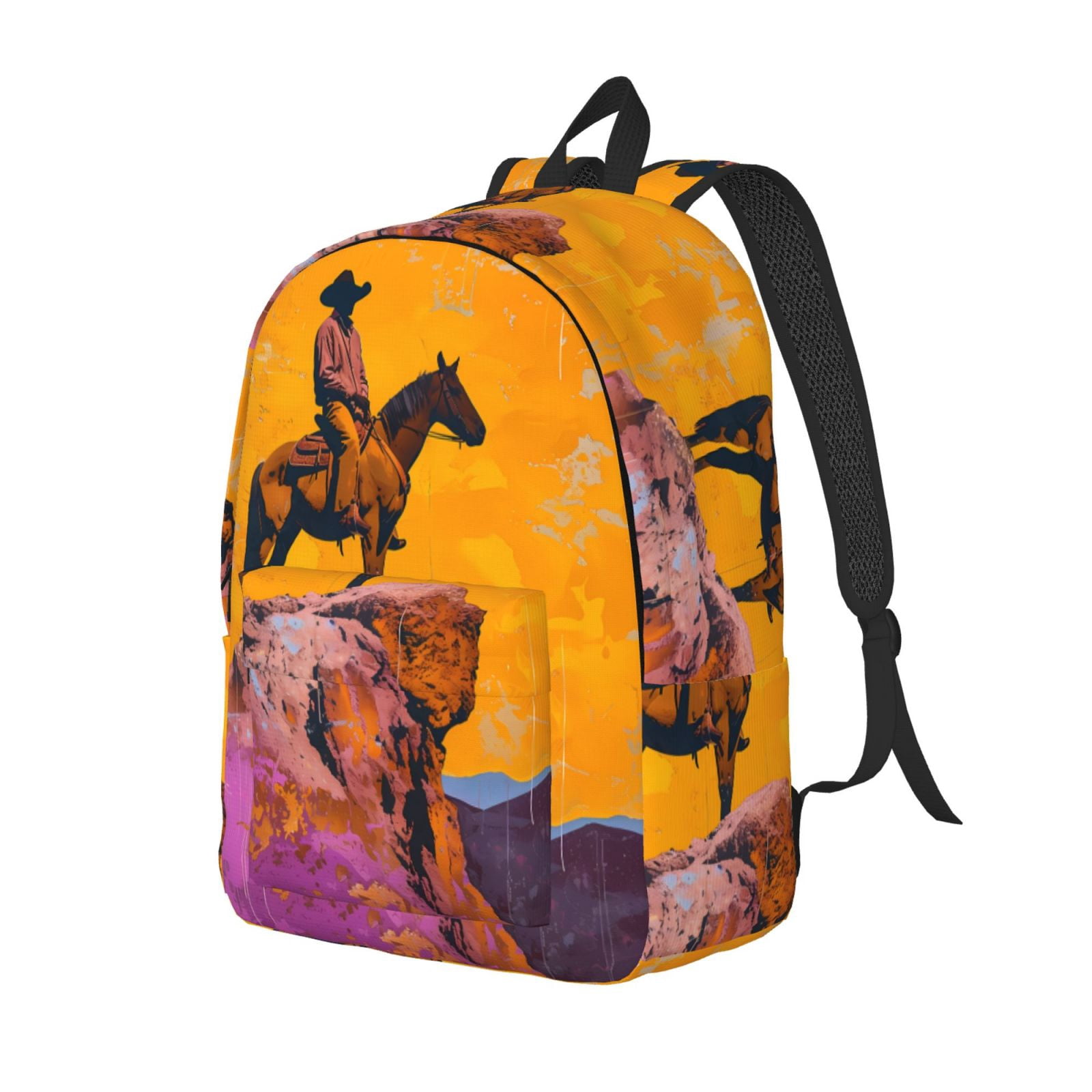 Western Rodeo Backpack Rocae Cliff Western Cowboy for Canvas College Laptop Backpack for Men ...