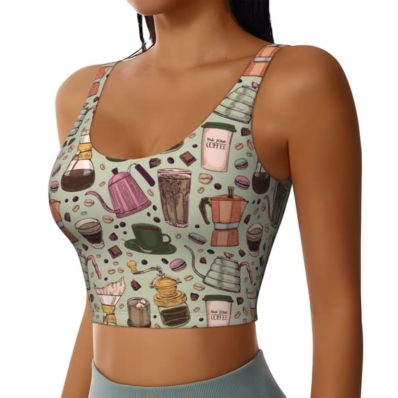 Rocae Coffee Makers Macaroons Chocolate for Sports Bra for Women Sports Vest with Performance Stretch and Quick Dry FabricX-Large