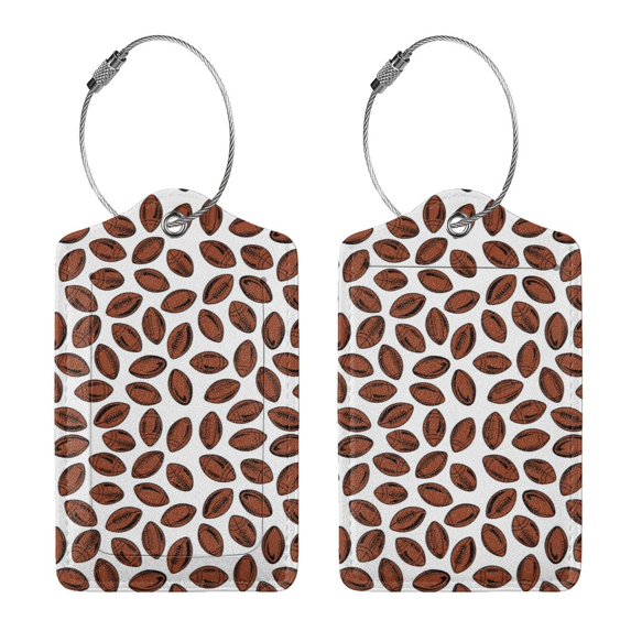 Rocae Coffee Rugby for Leather Luggage Baggage Tags ID Label Privacy Cover ID Label with Stainless Steel Loop and Address Card