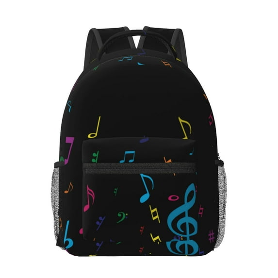 Rocae Color Musical Notes for Comfortable Student Backpack - Lightweight ,Durable School Bag Ideal for Middle School, High School, and College