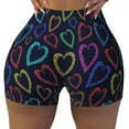 thumbnail image 1 of Rocae Colored Hearts for Women's Quick-Dry Running Shorts,Ladies Active Athletic Apparel Yoga Workout Gym Running Volleyball Spandex Shorts Medium, 1 of 9