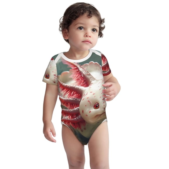 Rocae Colorful Axolotl Underwater for Baby Cotton Short-Sleeve Bodysuits for Unisex Onesies Bodysuit-3 Months