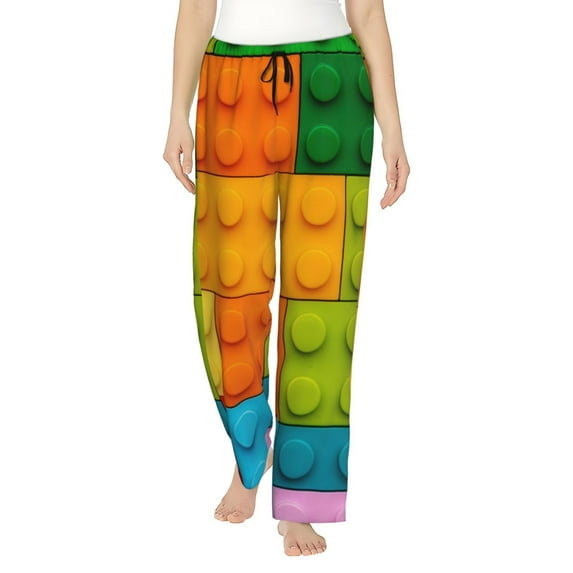 Rocae Colorful Building Blocks for Women's Pajama Pants Pj Pants Lounge Pants-XX-Large