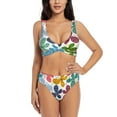 thumbnail image 1 of Rocae Colorful Butterflies for Bikini Set for Women Two Piece Sexy High Swimsuits Split Crossover Bikini Medium, 1 of 9