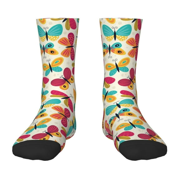 Rocae Colorful Butterflies for Girls Boys Crew Socks,Children's Socks, Kids Socks, Toddler Socks: Daily Wear with Kids School Uniform