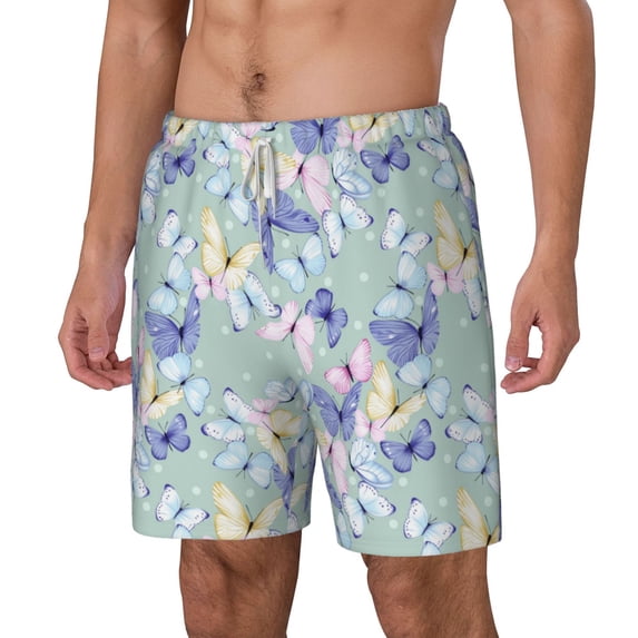Rocae Colorful Butterfly for Men's Swim Trunks Quick Dry With Two Side Pockets and One Lined Patch Pocket3X-Large