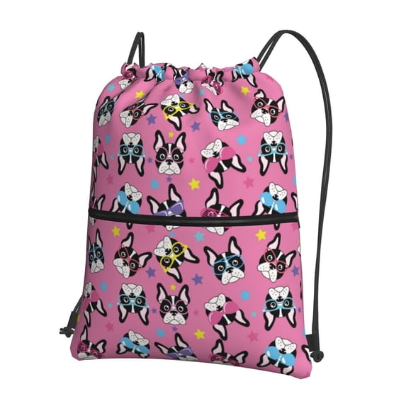 Rocae Colorful Cute French Bulldog for Drawstring zipper Backpack Gym Backpack Bag for Men and Women