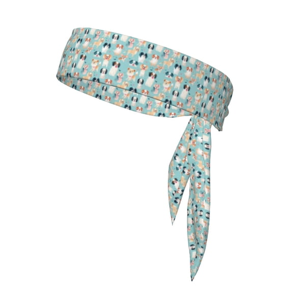 Rocae Colorful Dog Printed Tie Headband Hair Band Unisex Tie Sport Tie Back Headband for Basketball, Running, Tennis, Karate, Athletics