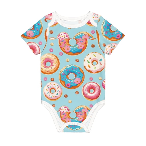 Rocae Colorful Donut for Baby Climbing Clothes Soft Baby Romper for Active Infants Comfortable and Breathable Crawling Jumpsuit Unisex Baby Outfit 9M