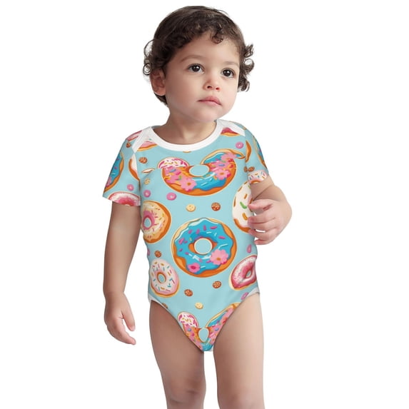 Rocae Colorful Donut for Baby Cotton Short-Sleeve Bodysuits for Unisex Onesies Bodysuit-3 Months