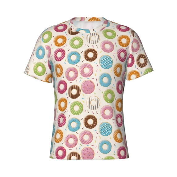 Rocae Colorful Donuts for Men's Moisture-Wicking Crew Tee - T-Shirt for Sports, Outdoor Activities, and Casual WearMedium