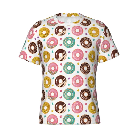 Rocae Colorful Donuts for Men's Moisture-Wicking Crew Tee - T-Shirt for Sports, Outdoor Activities, and Casual WearX-Large