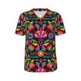 thumbnail image 1 of Rocae Colorful Floral Embroidery Mexican for Breathable Men's Baseball T-Shirt Fashionable Casual Baseball Jersey, Moisture-wicking Sportswear 4X-Large, 1 of 9