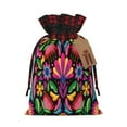 thumbnail image 1 of Rocae Colorful Floral Embroidery Mexican Print Christmas Drawstring Linen Gift Bag with Drawstrings Treat Bag Goody Present Bags for Christmas Party Favor, 1 of 8