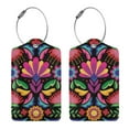 thumbnail image 1 of Rocae Colorful Floral Embroidery Mexican for Leather Luggage Baggage Tags ID Label Privacy Cover ID Label with Stainless Steel Loop and Address Card, 1 of 5