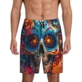 thumbnail image 1 of Rocae Colorful Floral Skull A for Men's Soft Sleep Pajama Shorts, Waistband and Pockets-XX-Large, 1 of 6