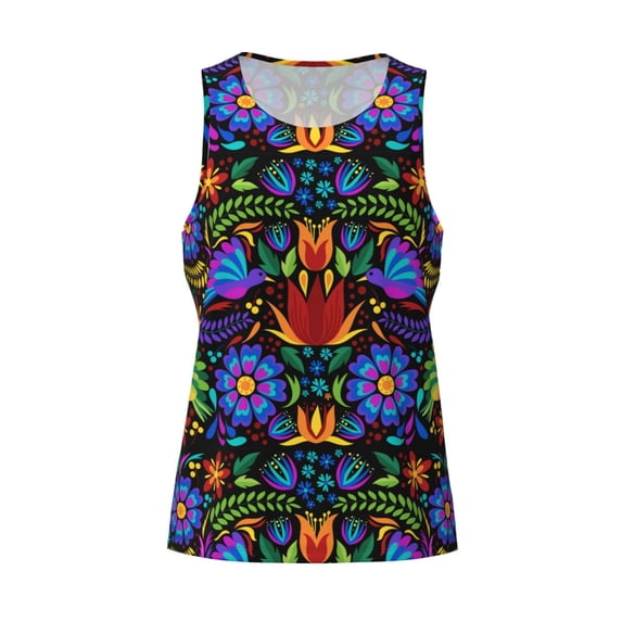Rocae Colorful Floral for Men's Workout Tank Top Men's Running Tank Top Dry Fit Athletic Workout Tank Tops3X-Large