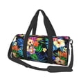 thumbnail image 1 of Rocae Colorful Flowers Print Round Travel Duffel Bag and Fitness Bag, Women's Waterproof Weekend Tote, Men's Travel and Fitness Essentials, 1 of 8