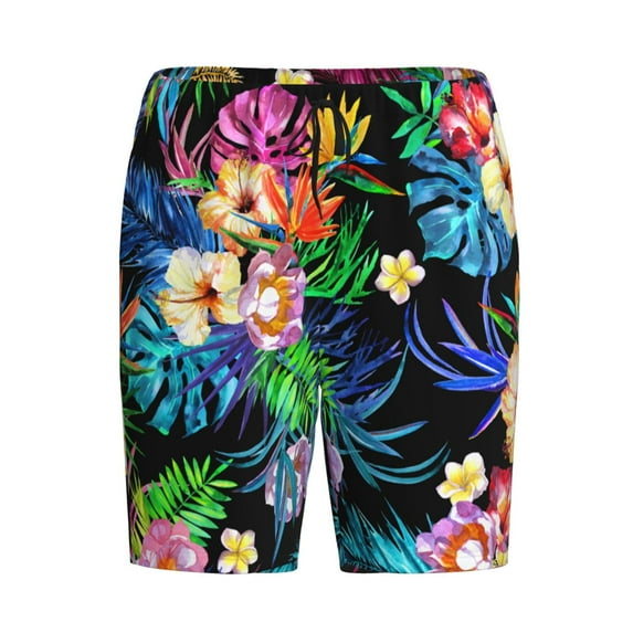 Rocae Colorful Flowers for Men's Soft Sleep Pajama Shorts, Waistband and Pockets